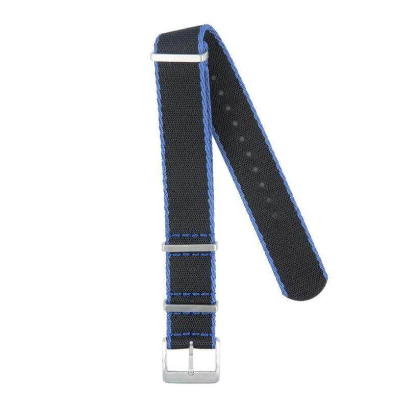 Eco-Friendly Nylon Military Watch Strap - Black Light Blue Borders