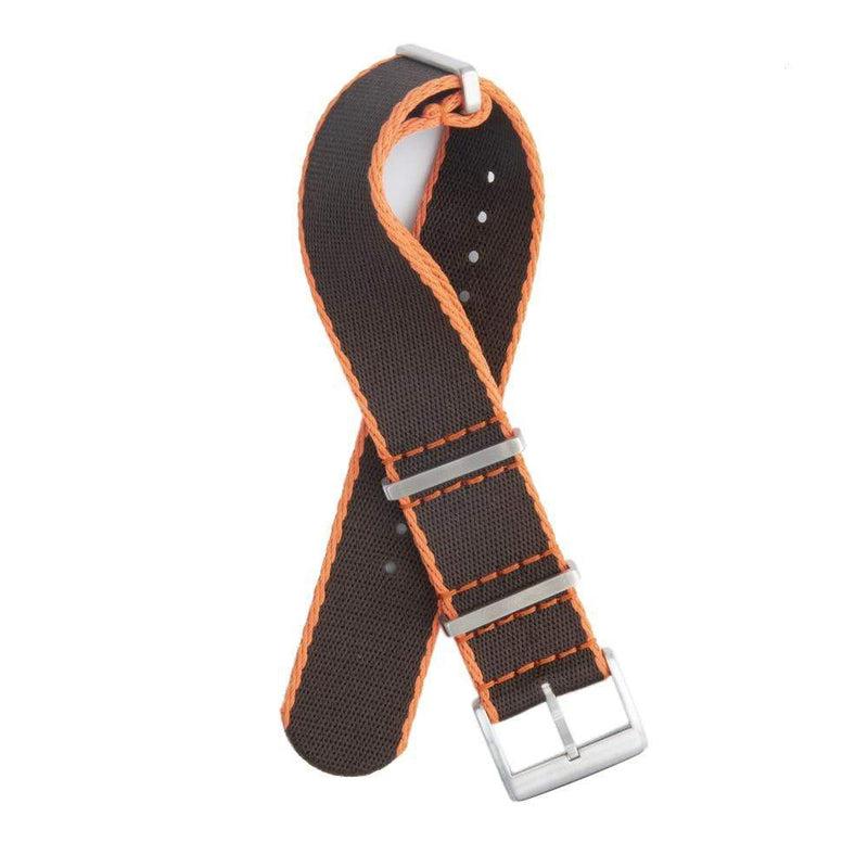 Eco-Friendly Nylon Military Watch Strap - Black Orange Borders