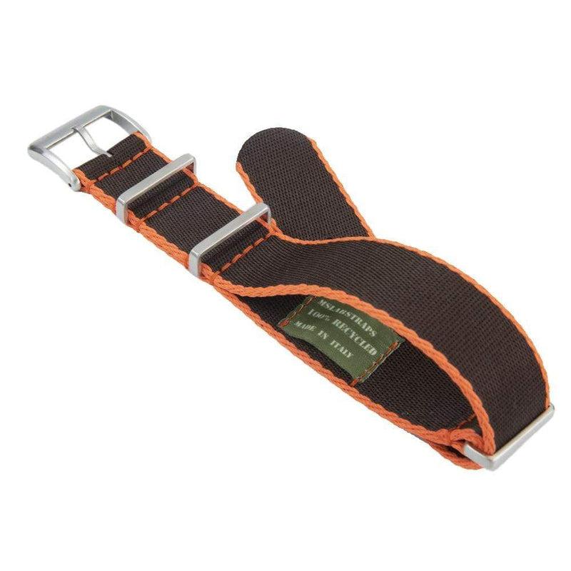 Eco-Friendly Nylon Military Watch Strap - Black Orange Borders
