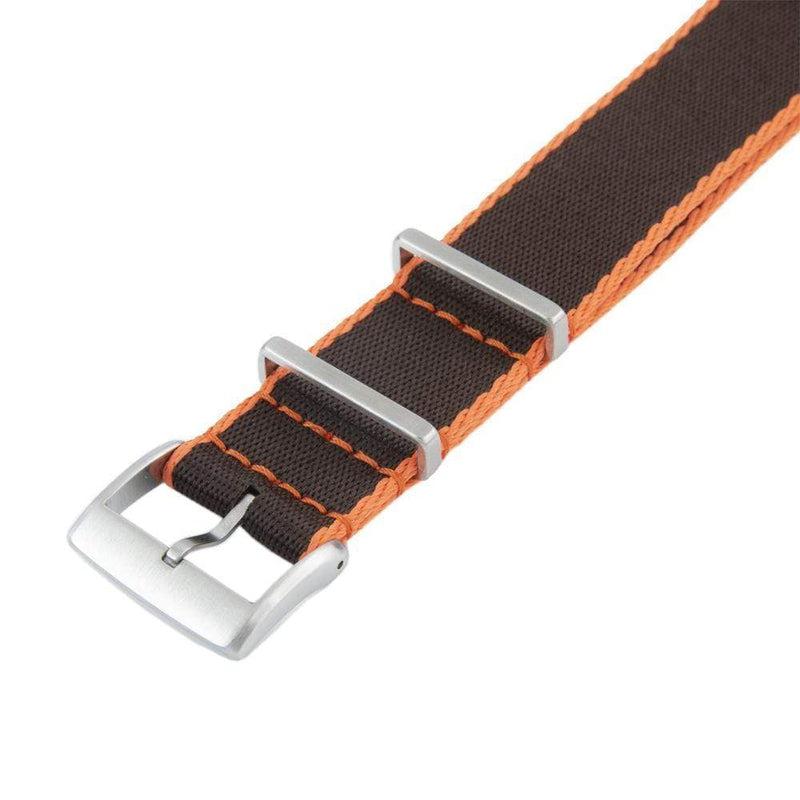 Eco-Friendly Nylon Military Watch Strap - Black Orange Borders