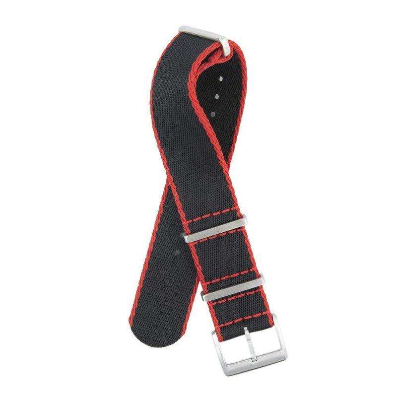 Eco-Friendly Nylon Military Watch Strap - Black Red Borders