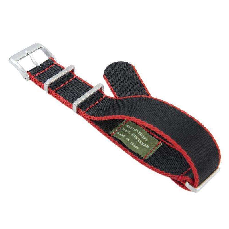 Eco-Friendly Nylon Military Watch Strap - Black Red Borders