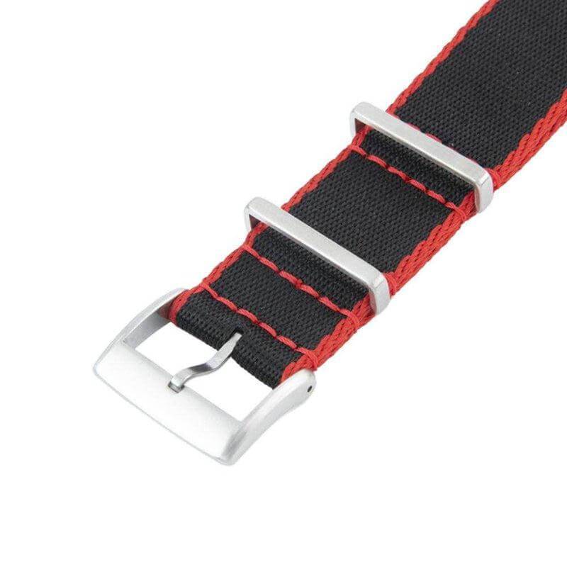 Eco-Friendly Nylon Military Watch Strap - Black Red Borders