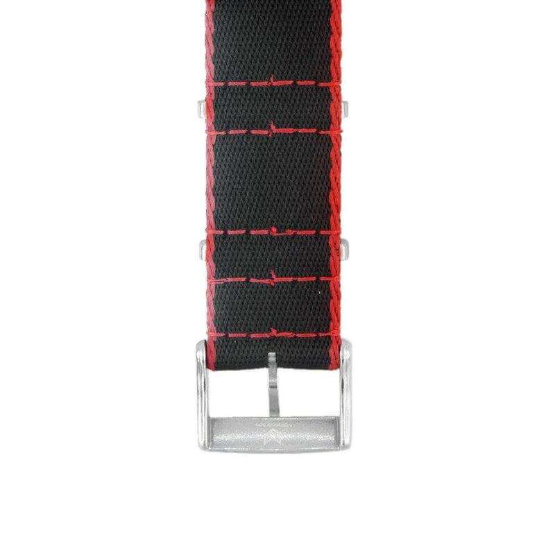 Eco-Friendly Nylon Military Watch Strap - Black Red Borders