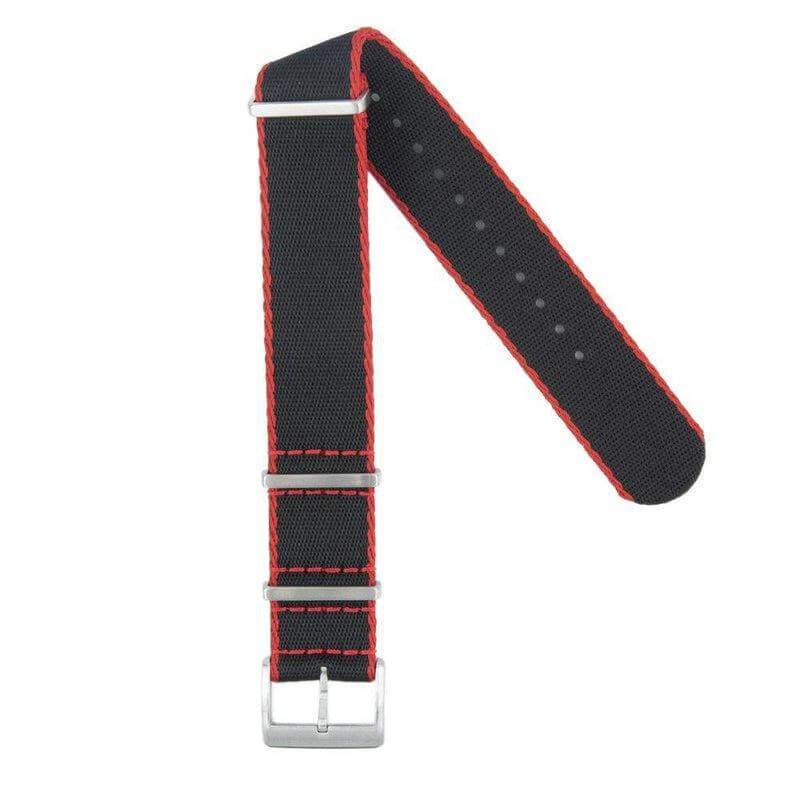 Eco-Friendly Nylon Military Watch Strap - Black Red Borders