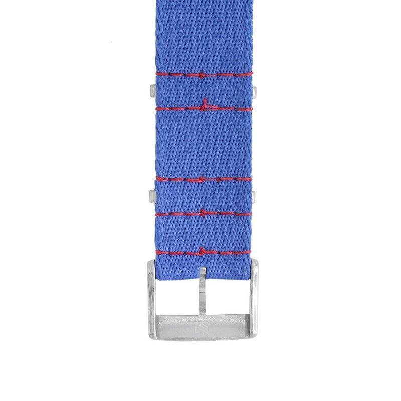 Eco-Friendly Nylon Military Watch Strap - Blue light Red Stitches