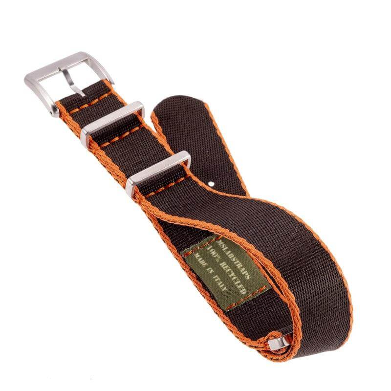 Eco-Friendly Nylon Military Watch Strap - Brown Orange Borders