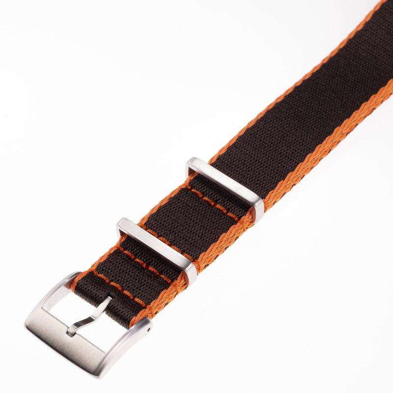 Eco-Friendly Nylon Military Watch Strap - Brown Orange Borders