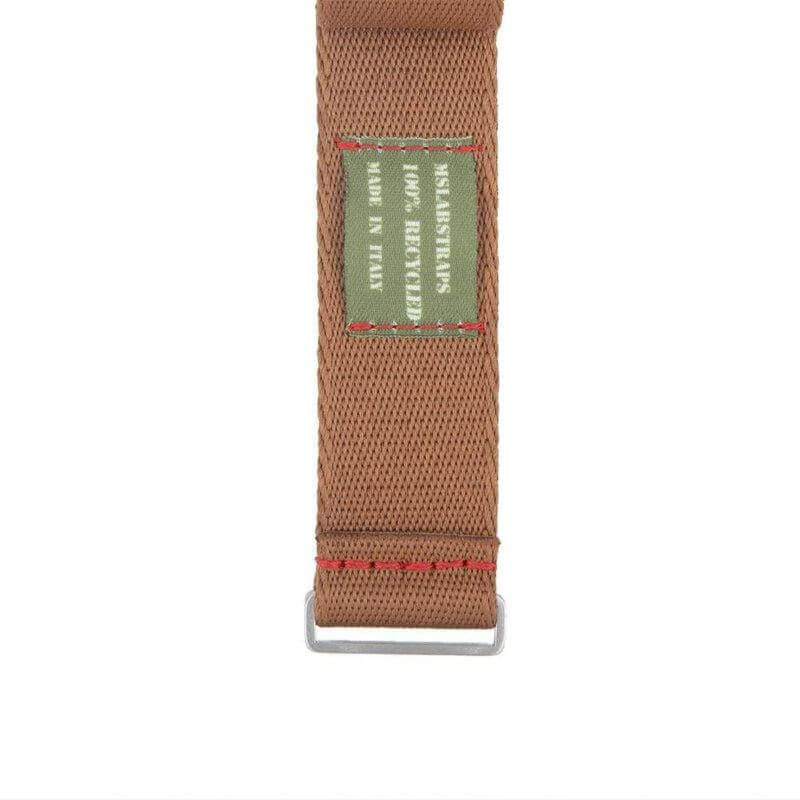 Eco-Friendly Nylon Military Watch Strap - Brown Red Stitches