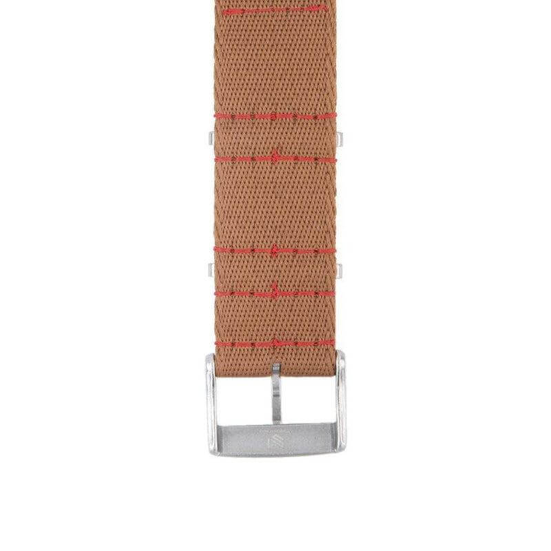 Eco-Friendly Nylon Military Watch Strap - Brown Red Stitches