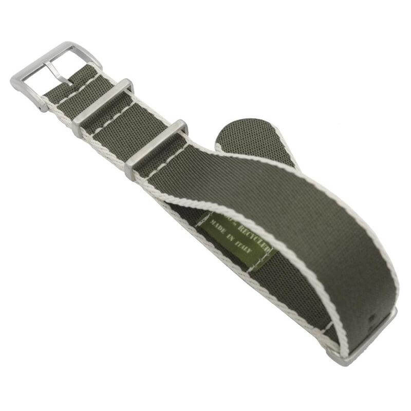 Eco-Friendly Nylon Military Watch Strap - Color Dark Green White Borders