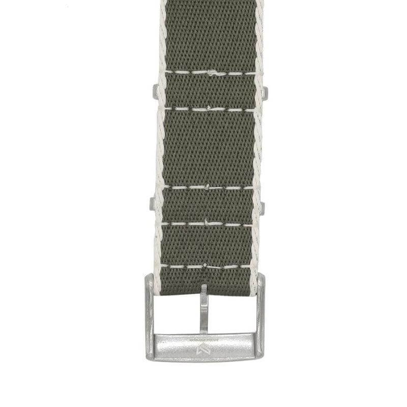 Eco-Friendly Nylon Military Watch Strap - Color Dark Green White Borders