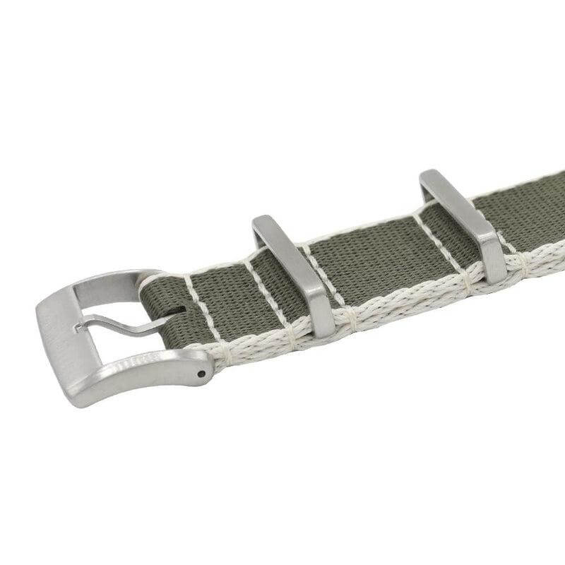 Eco-Friendly Nylon Military Watch Strap - Color Dark Green White Borders