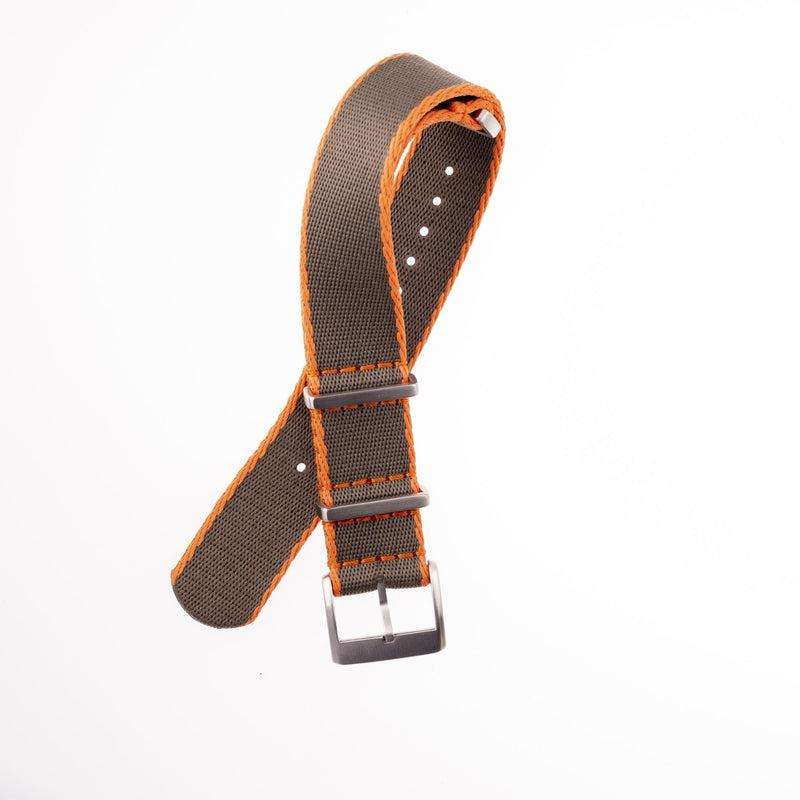 Eco-Friendly Nylon Military Watch Strap - Dark Green - Orange Borders