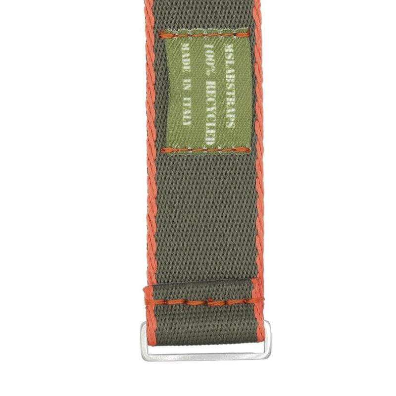 Eco-Friendly Nylon Military Watch Strap - Dark Green Orange Borders - Green