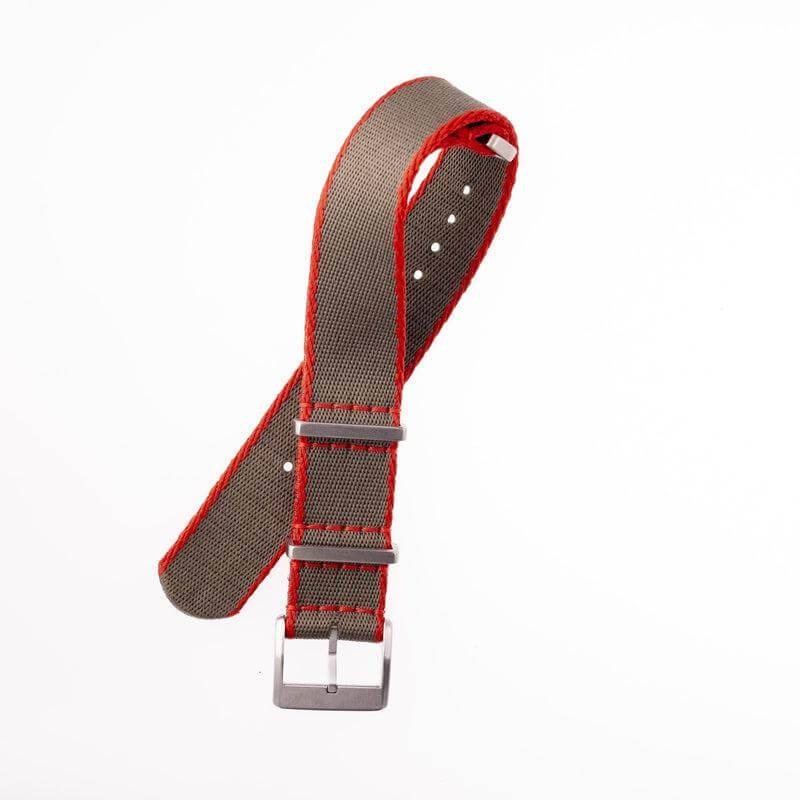 Eco-Friendly Nylon Military Watch Strap - Dark Green Red Borders
