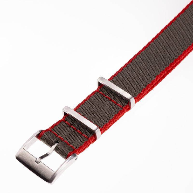 Eco-Friendly Nylon Military Watch Strap - Dark Green Red Borders