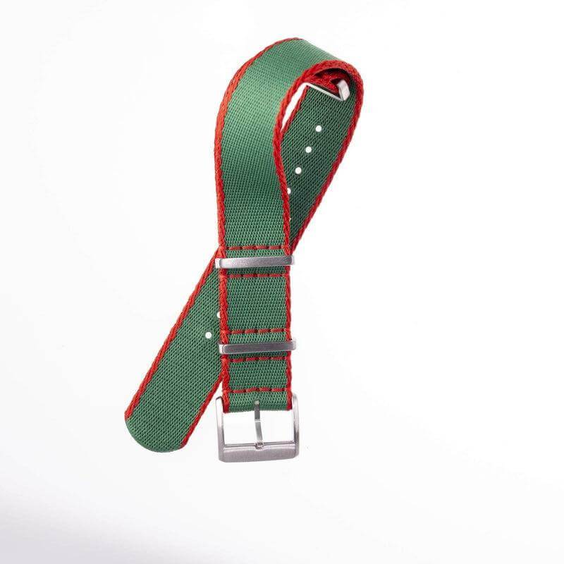 Eco-Friendly Nylon Military Watch Strap - Green Orange Borders