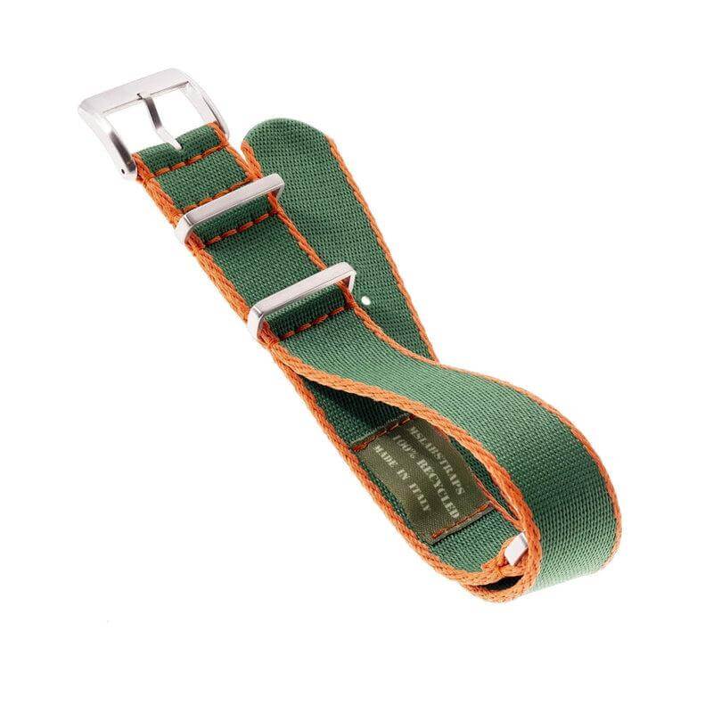 Eco-Friendly Nylon Military Watch Strap - Green Orange Borders