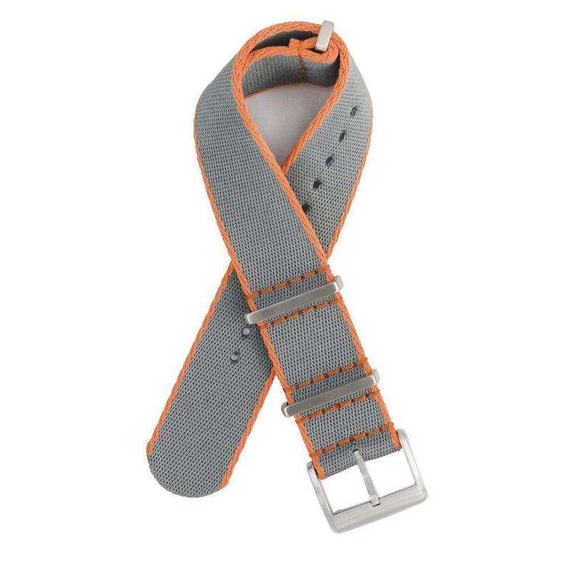 Eco-Friendly Nylon Military Watch Strap - Grey Orange Borders
