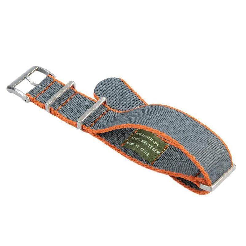 Eco-Friendly Nylon Military Watch Strap - Grey Orange Borders