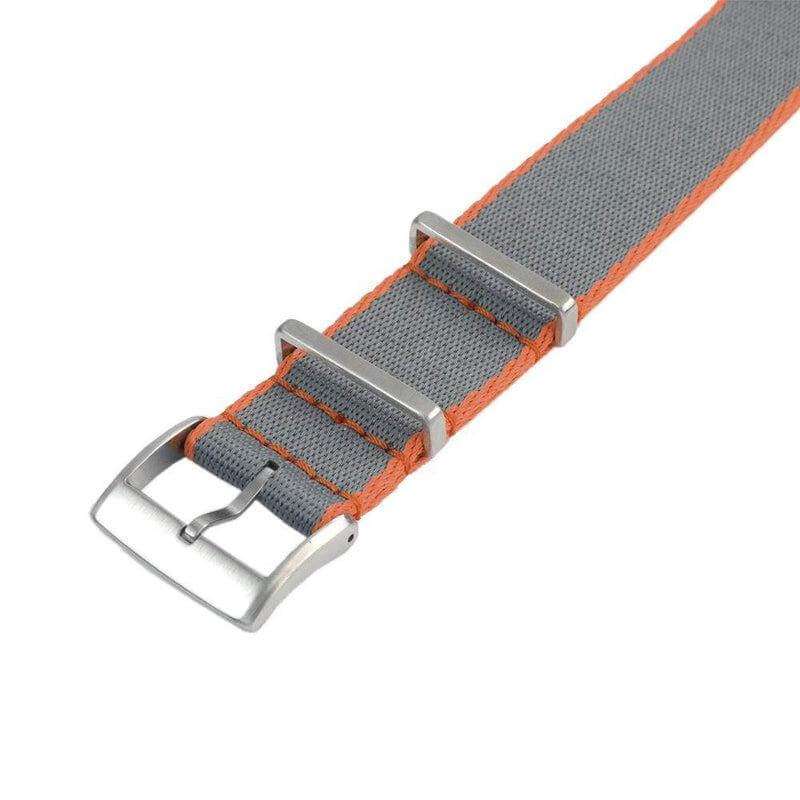 Eco-Friendly Nylon Military Watch Strap - Grey Orange Borders