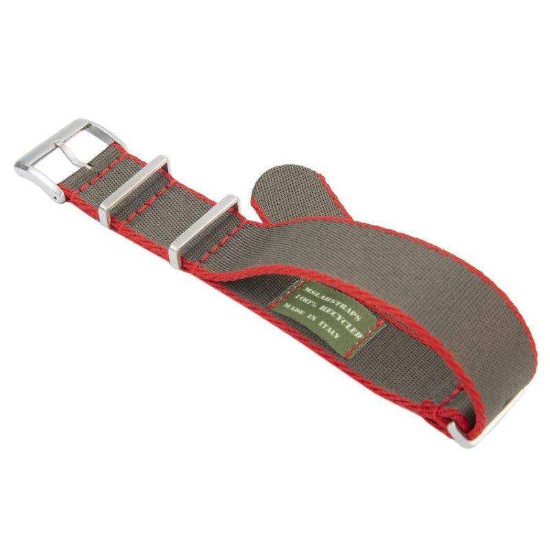 Eco-Friendly Nylon Military Watch Strap - Grey Red Border