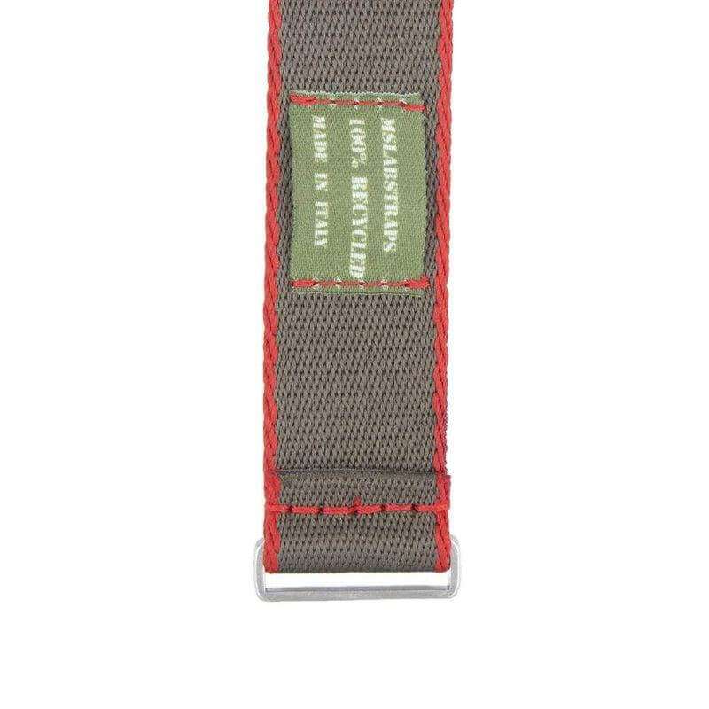 Eco-Friendly Nylon Military Watch Strap - Grey Red Border