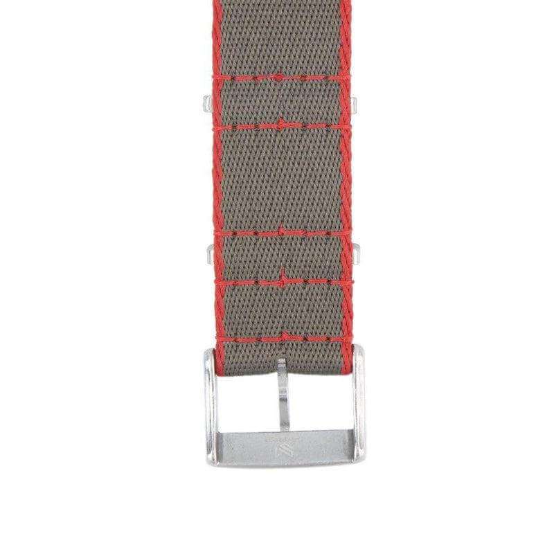 Eco-Friendly Nylon Military Watch Strap - Grey Red Border