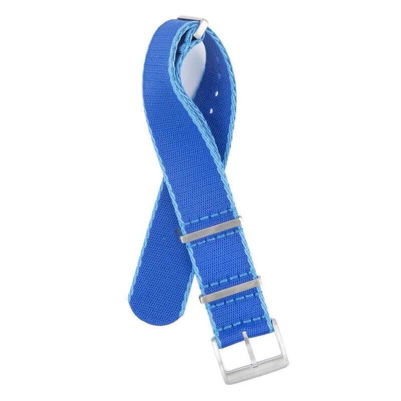 Eco-Friendly Nylon Military Watch Strap - Navy Blue light Blue Borders