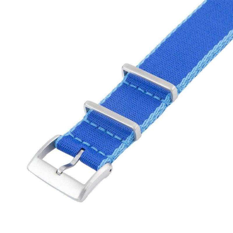 Eco-Friendly Nylon Military Watch Strap - Navy Blue light Blue Borders