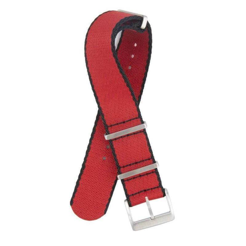 Eco-Friendly Nylon Military Watch Strap - Red Black Borders