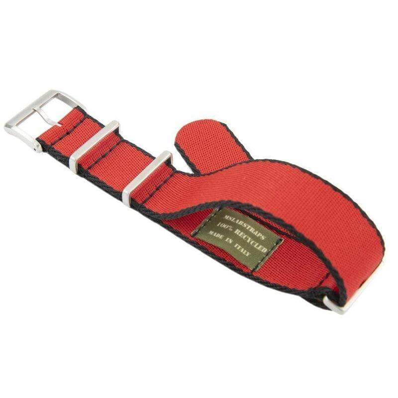 Eco-Friendly Nylon Military Watch Strap - Red Black Borders
