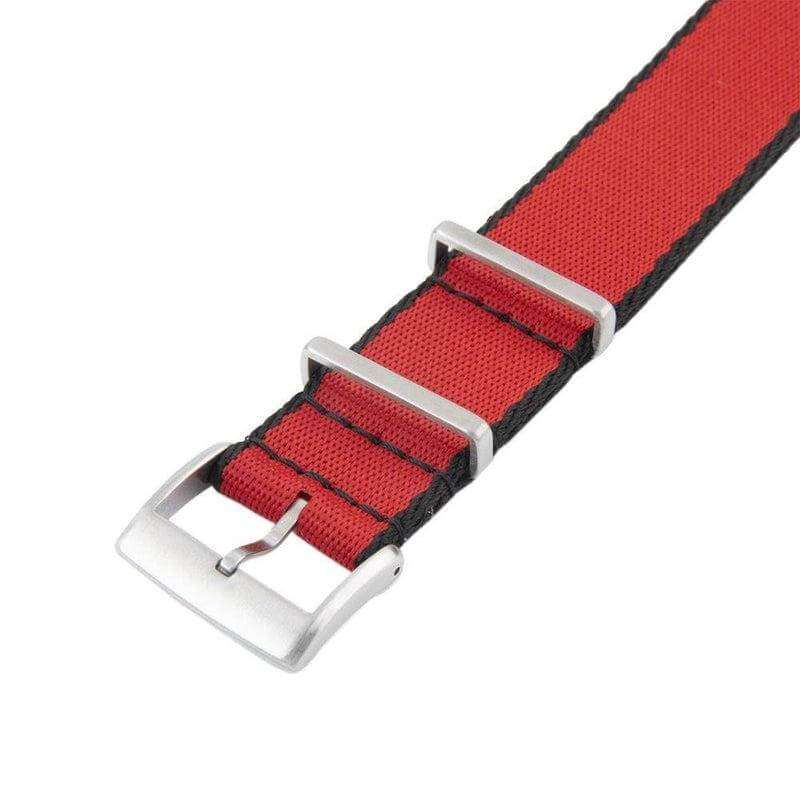 Eco-Friendly Nylon Military Watch Strap - Red Black Borders