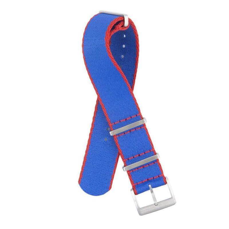 Eco-Friendly Nylon Military Watch Strap - Royal Blue Red Borders