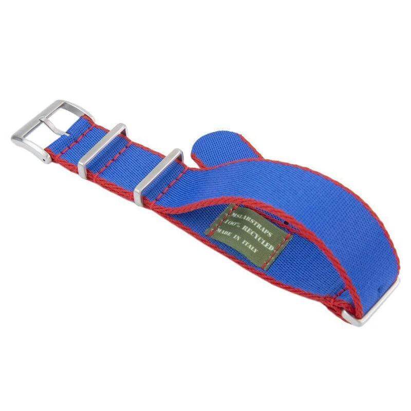 Eco-Friendly Nylon Military Watch Strap - Royal Blue Red Borders