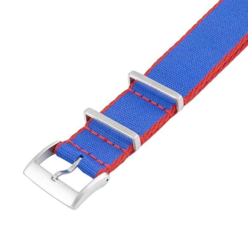Eco-Friendly Nylon Military Watch Strap - Royal Blue Red Borders