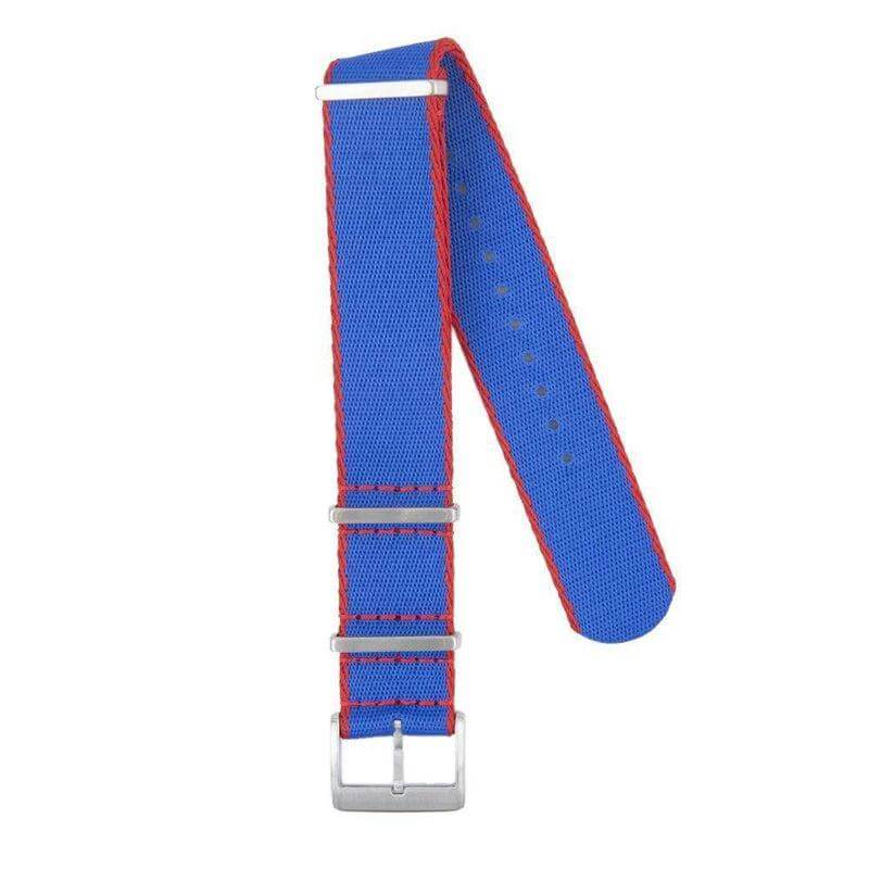 Eco-Friendly Nylon Military Watch Strap - Royal Blue Red Borders