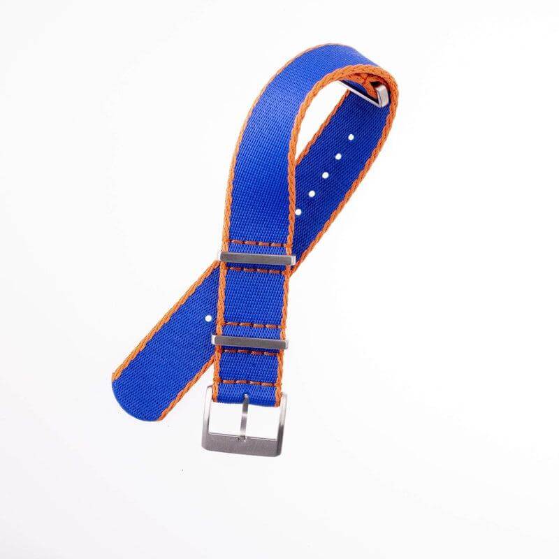 Eco-Friendly Nylon Military Watch Strap - Royal Blue Orange Borders