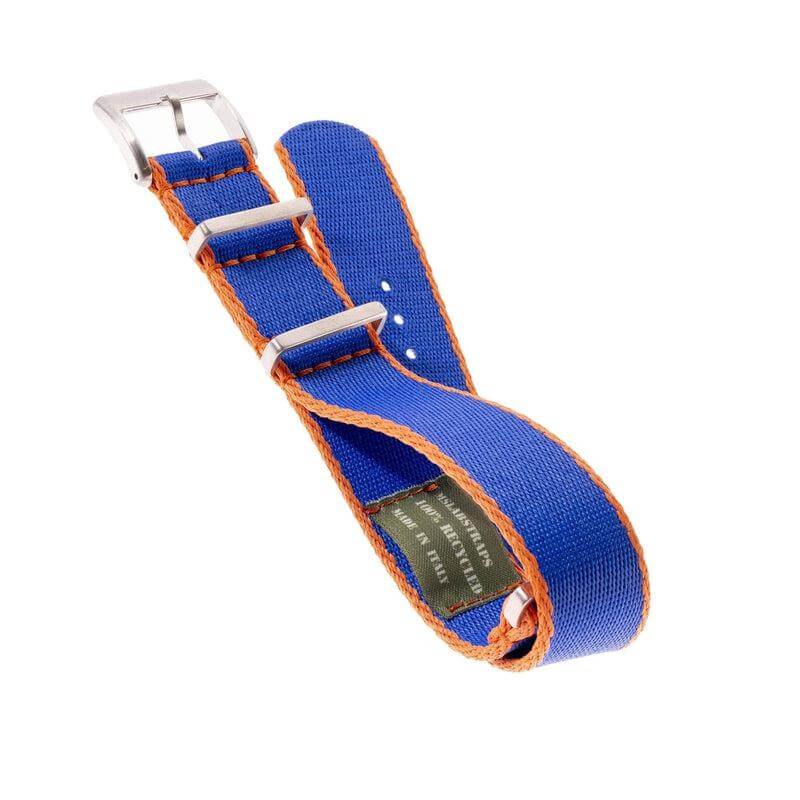 Eco-Friendly Nylon Military Watch Strap - Royal Blue Orange Borders