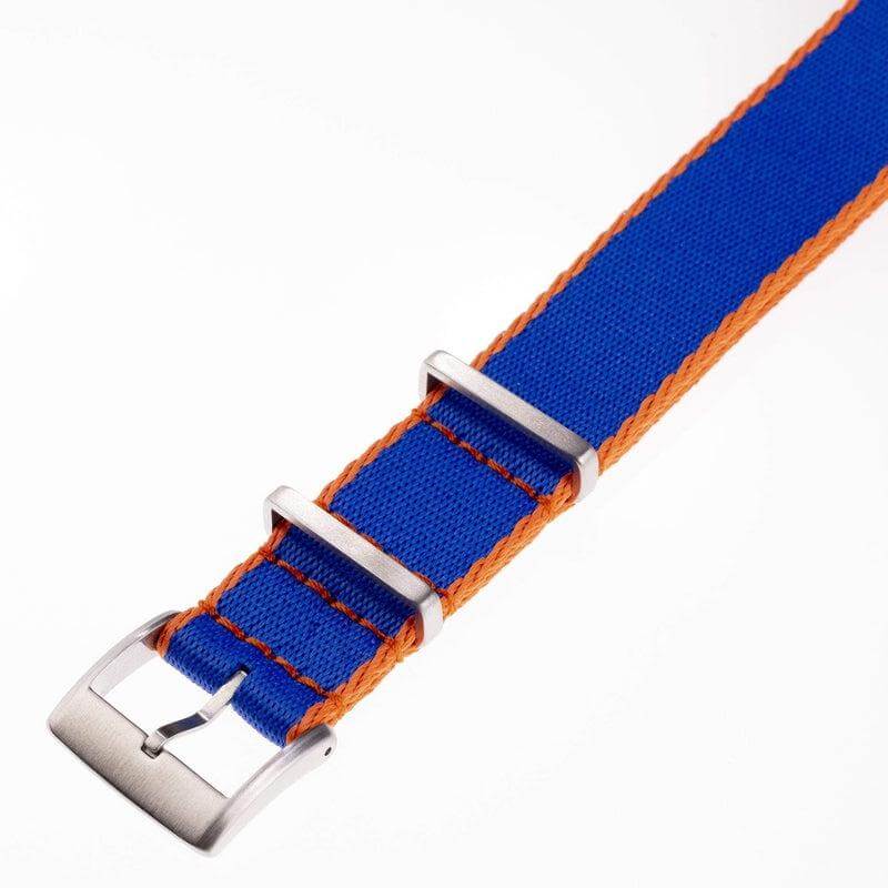 Eco-Friendly Nylon Military Watch Strap - Royal Blue Orange Borders