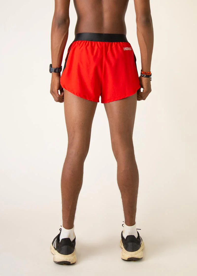 Men's Red 2" Half Split Shorts (XS, S, M, L, XL)