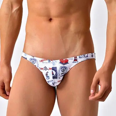 Red Pattern Low Cut Swim Brief
