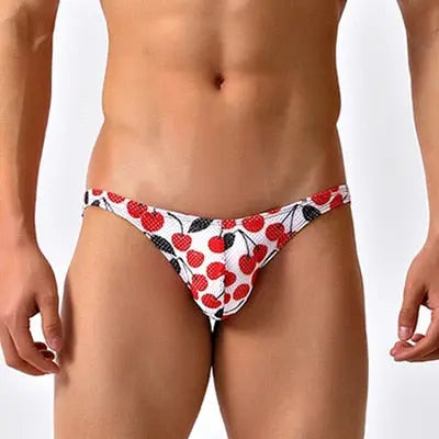 Red Pattern Low Cut Swim Brief