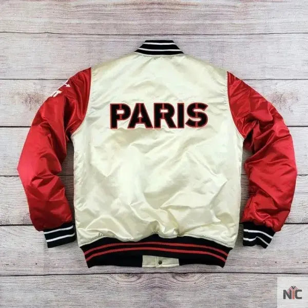 Red Peppers Paris Satin Varsity Jacket