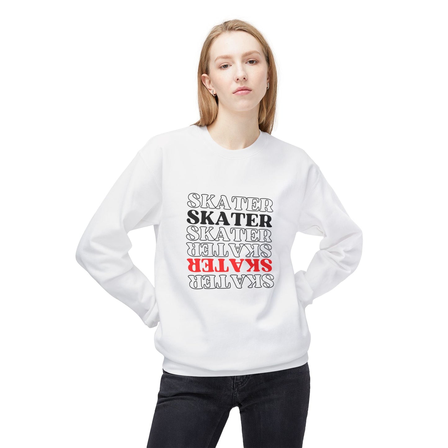 Red Statement Skater Unisex Fleece Crewneck Sweatshirt