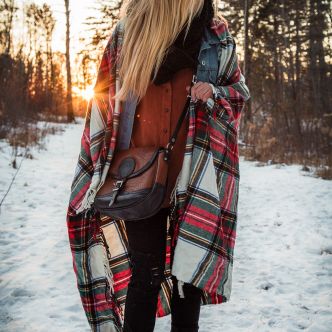 Bison Leather Medium Shell Purse