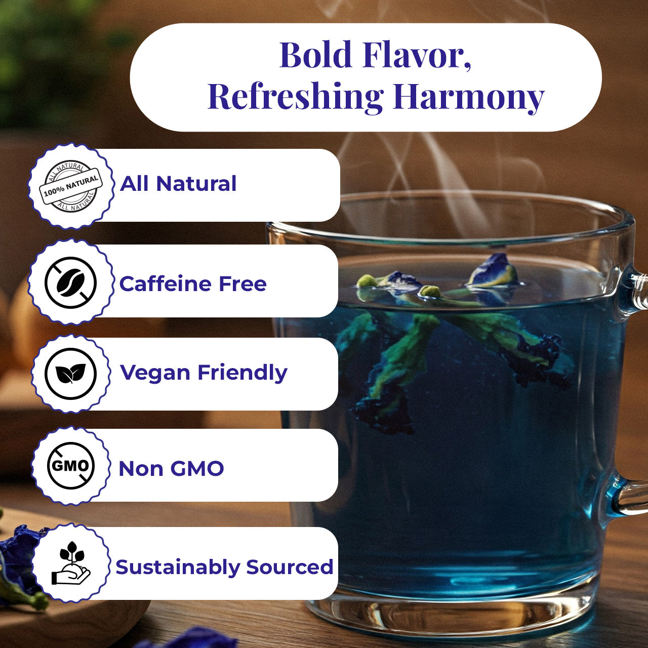 Akshit Butterfly Pea Flower ( Blue Tea ) - 75 Tea Bags, Natural Dried Butterfly Pea Flowers, Caffeine-Free, NON-GMO