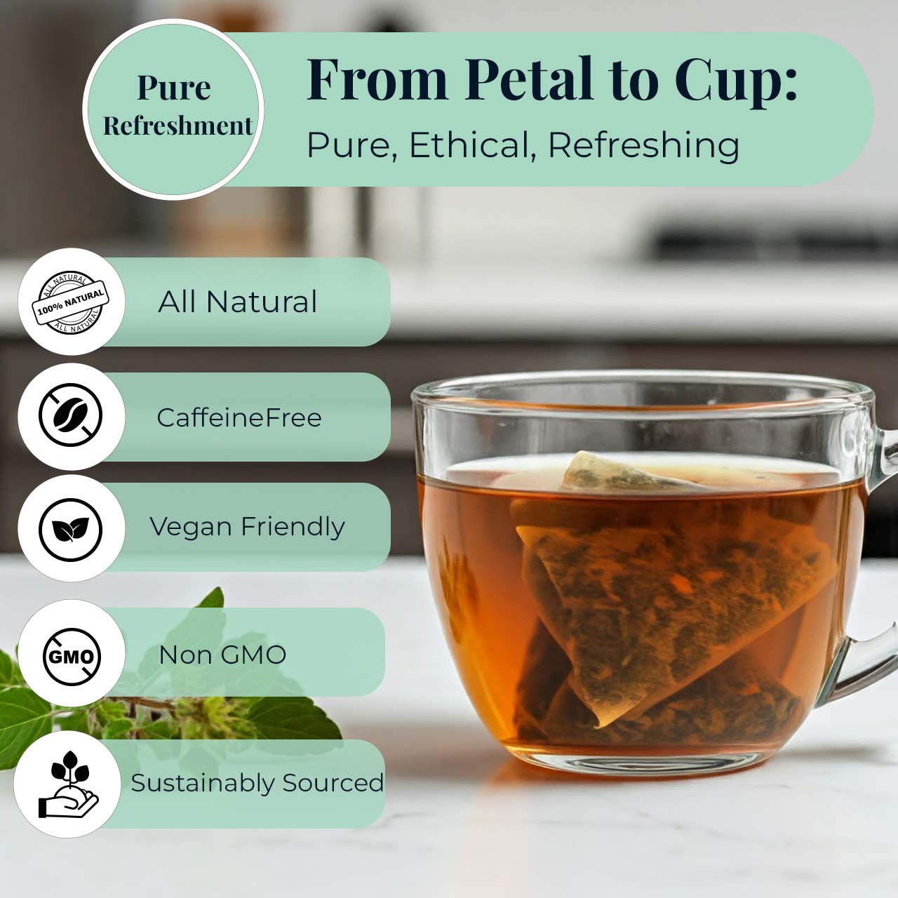 Akshit Holy Basil Tea ( Tulsi Leaf Tea ) ( 75 Tea Bags), Made with Pure Dried Holy Basil Tea Leaves Immune Support Tea, Caffeine-free, Non-Gmo, Tulsi Tea.