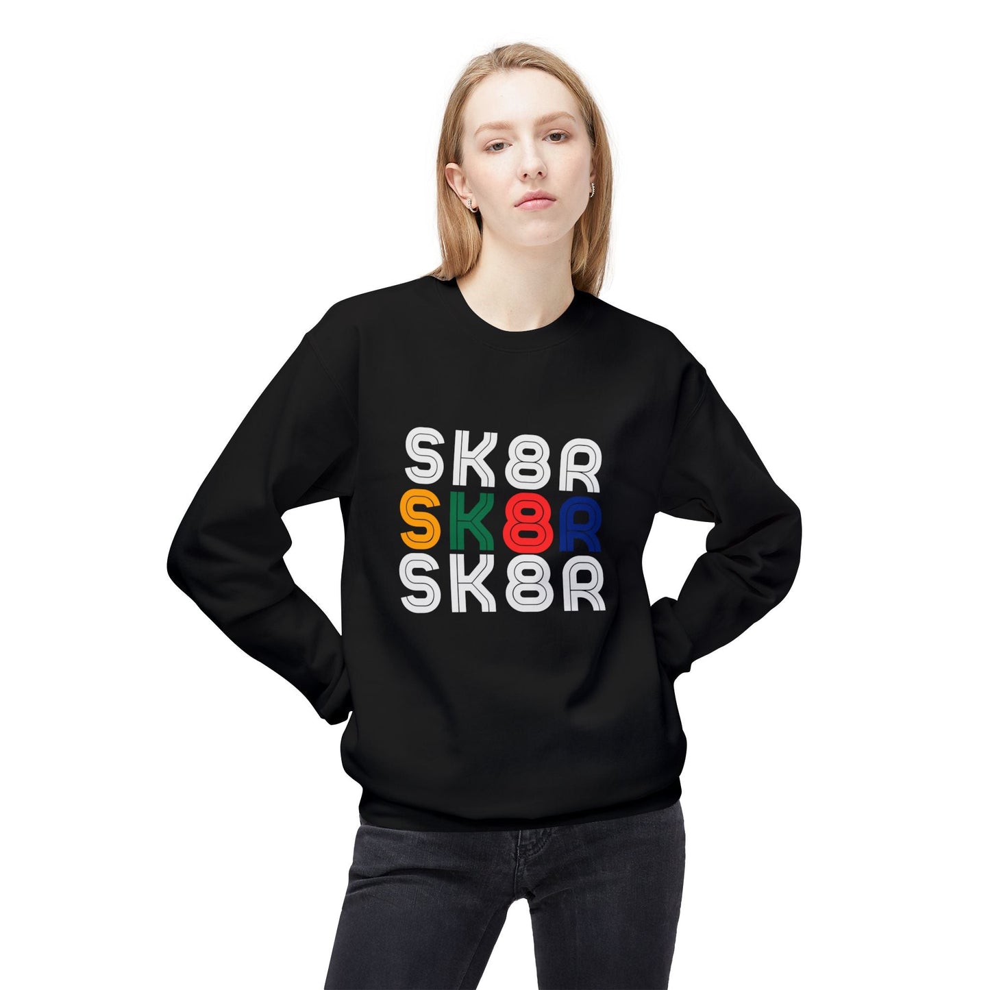 Retro Skater Unisex Fleece Crewneck Sweatshirt